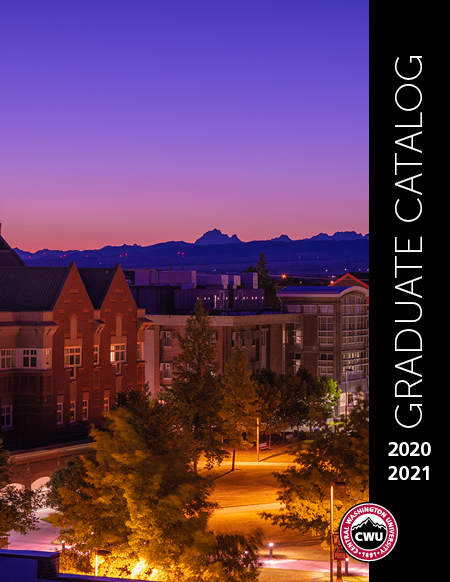 2020-2021 CWU Graduate Catalog Cover Picture of the sunsetting over the Central Campus